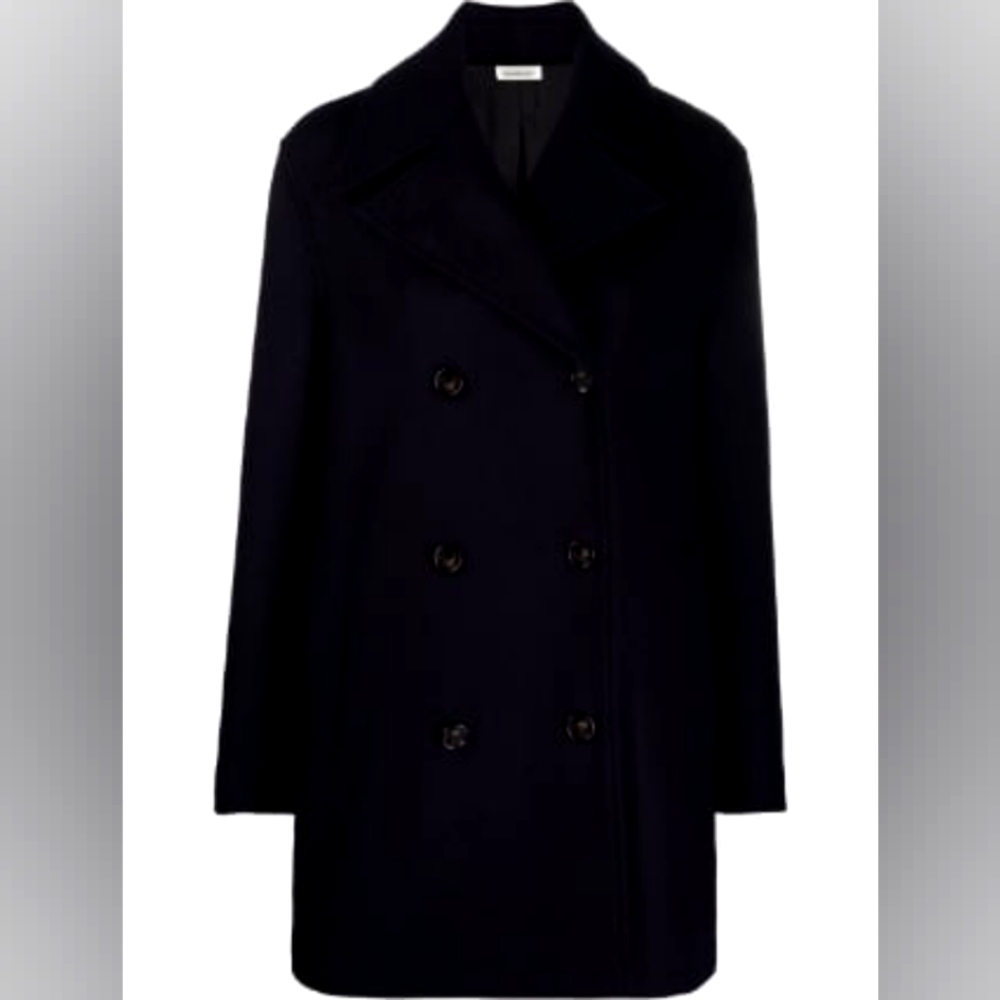 There Was One double-breasted notched-collar peacoat( oversize, navy color )